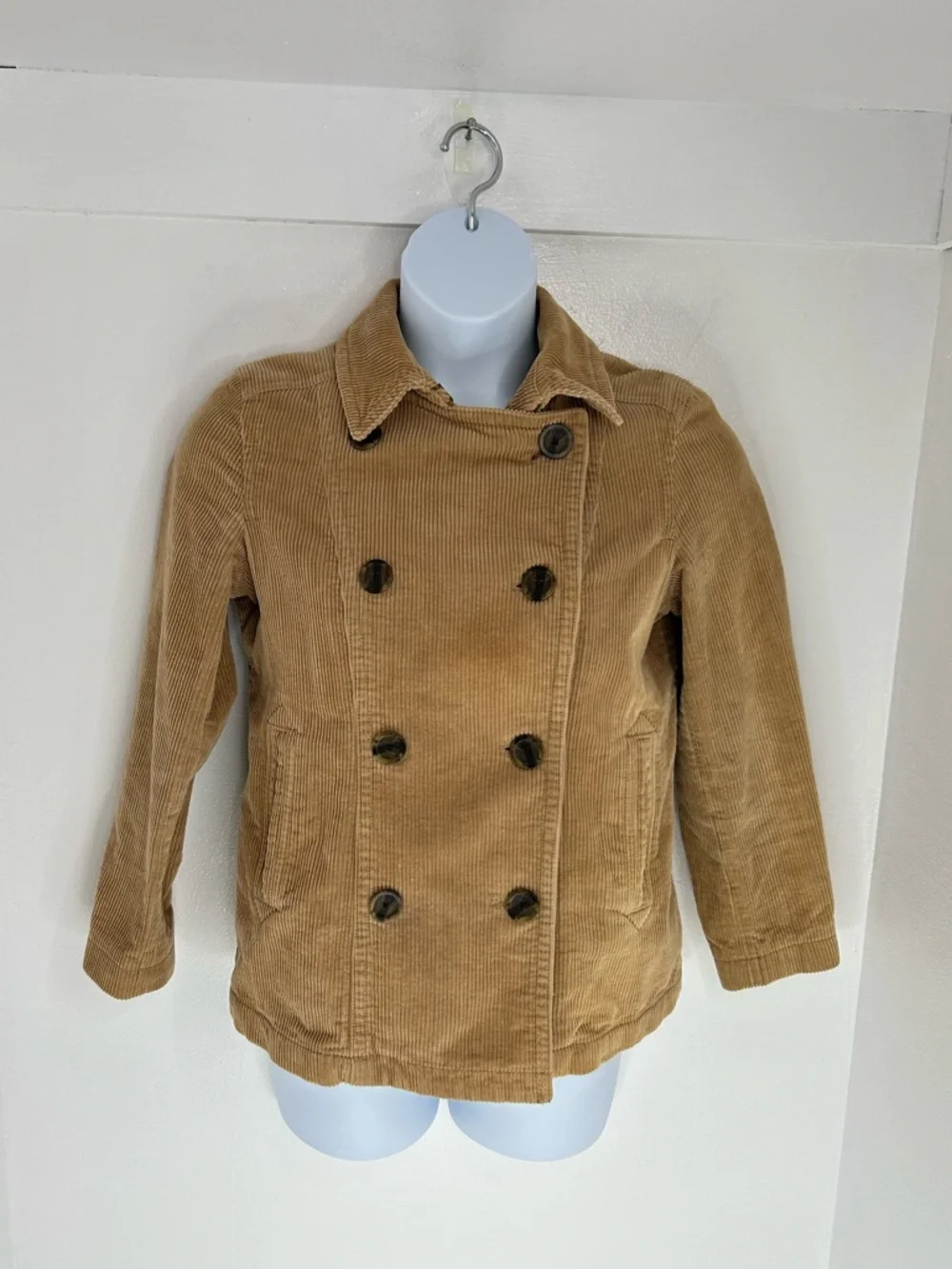 Vintage Gap Jacket Womens Medium Brown Corduroy Peacoat Trench Lined 90s‎ Y2K